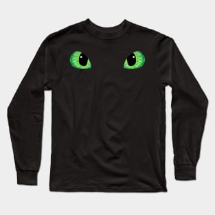 Green Toothless Dragon Eyes Drawing Long Sleeve T-Shirt